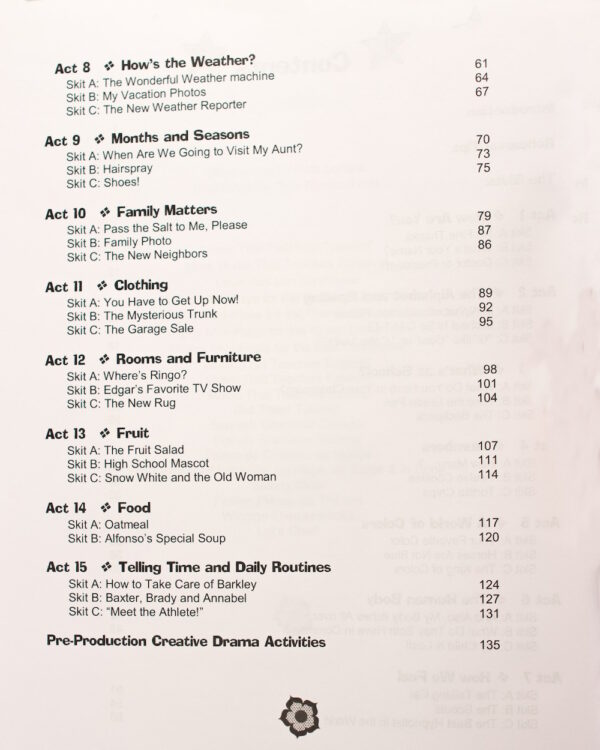 Snappy Skits for Learning English - Table of Contents page 2